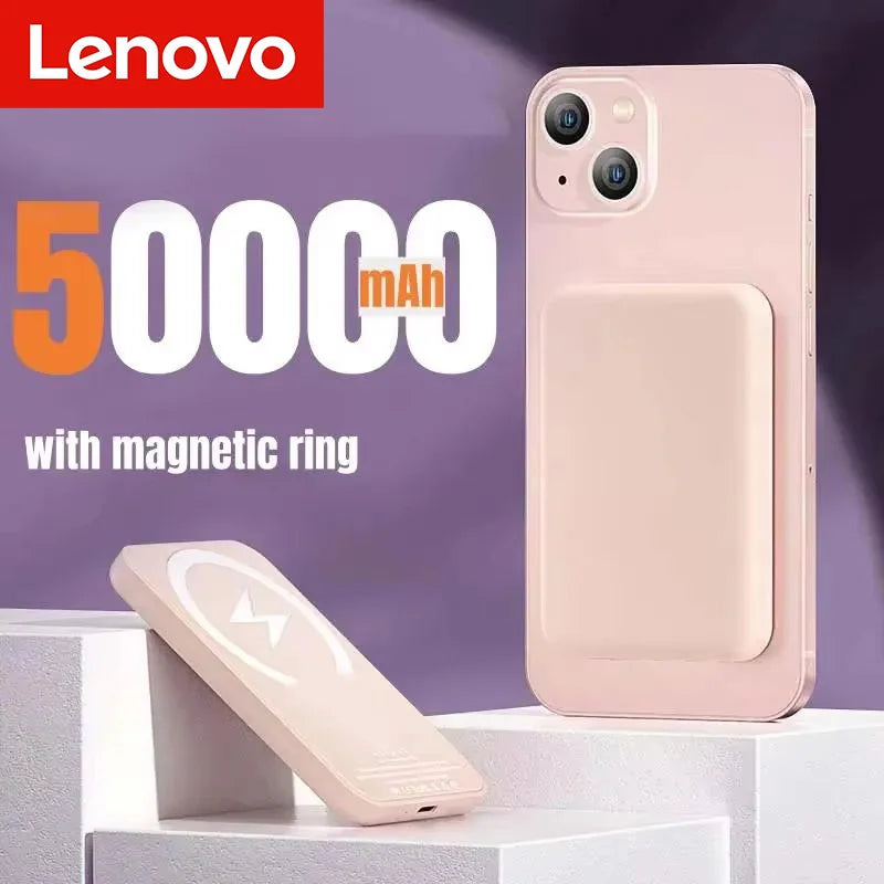 Lenovo Magnetic Power Bank For Magsafes 50000mAh Wireless PD 22.5W Fast Charger Powerbank External Battery For iPhone Samsung