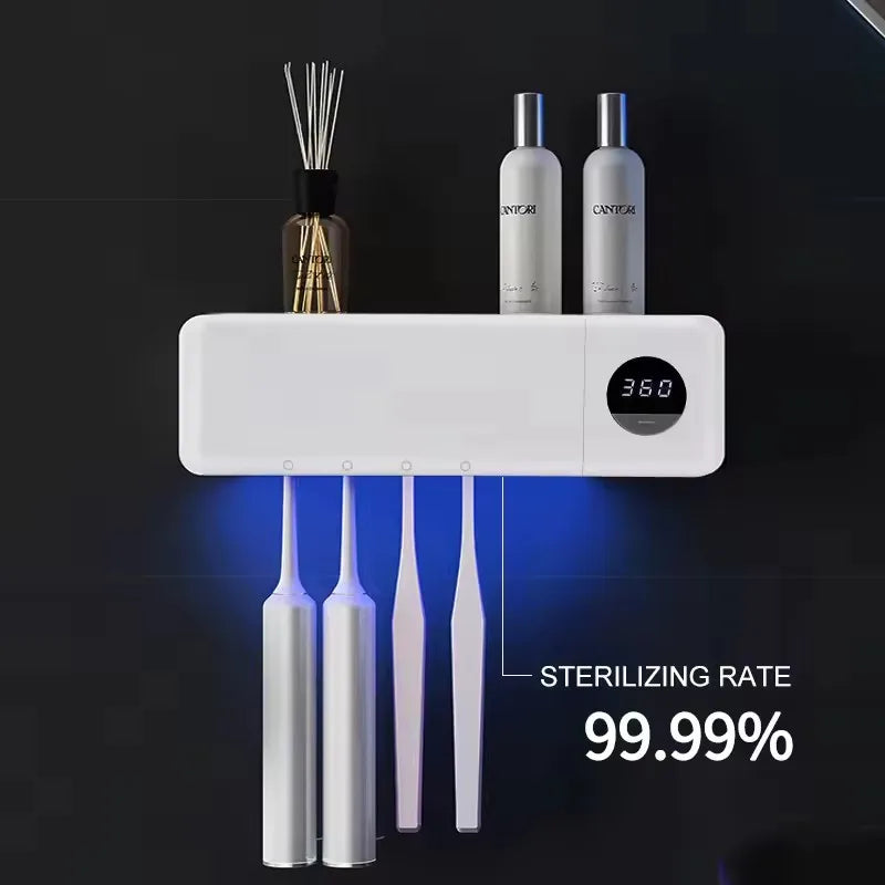 UV Toothbrush Holder Rechargeable Fast Drying Toothbrush Sterilizer With LED Display Wall-mounted Automatic Toothbrush Holders