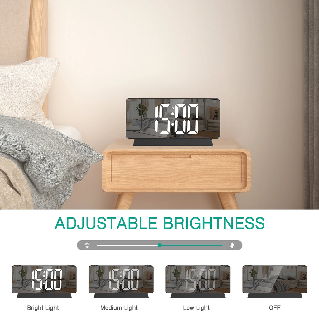 ORIA Dual Projection Alarm Clock Digital Bedside Clock with Time and Temperature Large Screen LED Alarm Clock for Home Gift