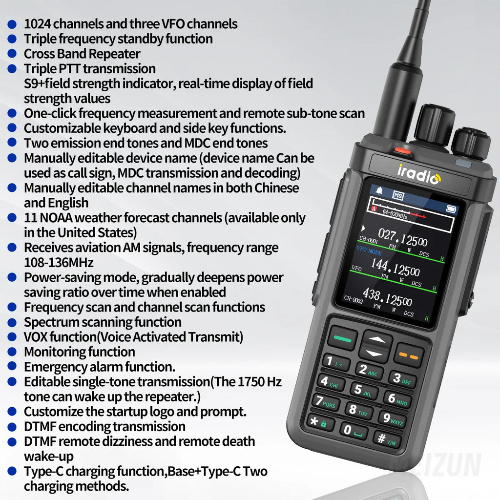 Iradio UV-98 PLUS Multi Band 10W FM AM SSB HF Cross Band Repeater 2.4"Large Screen Walkie Talkie Shortwave Ham Radio For RT-880