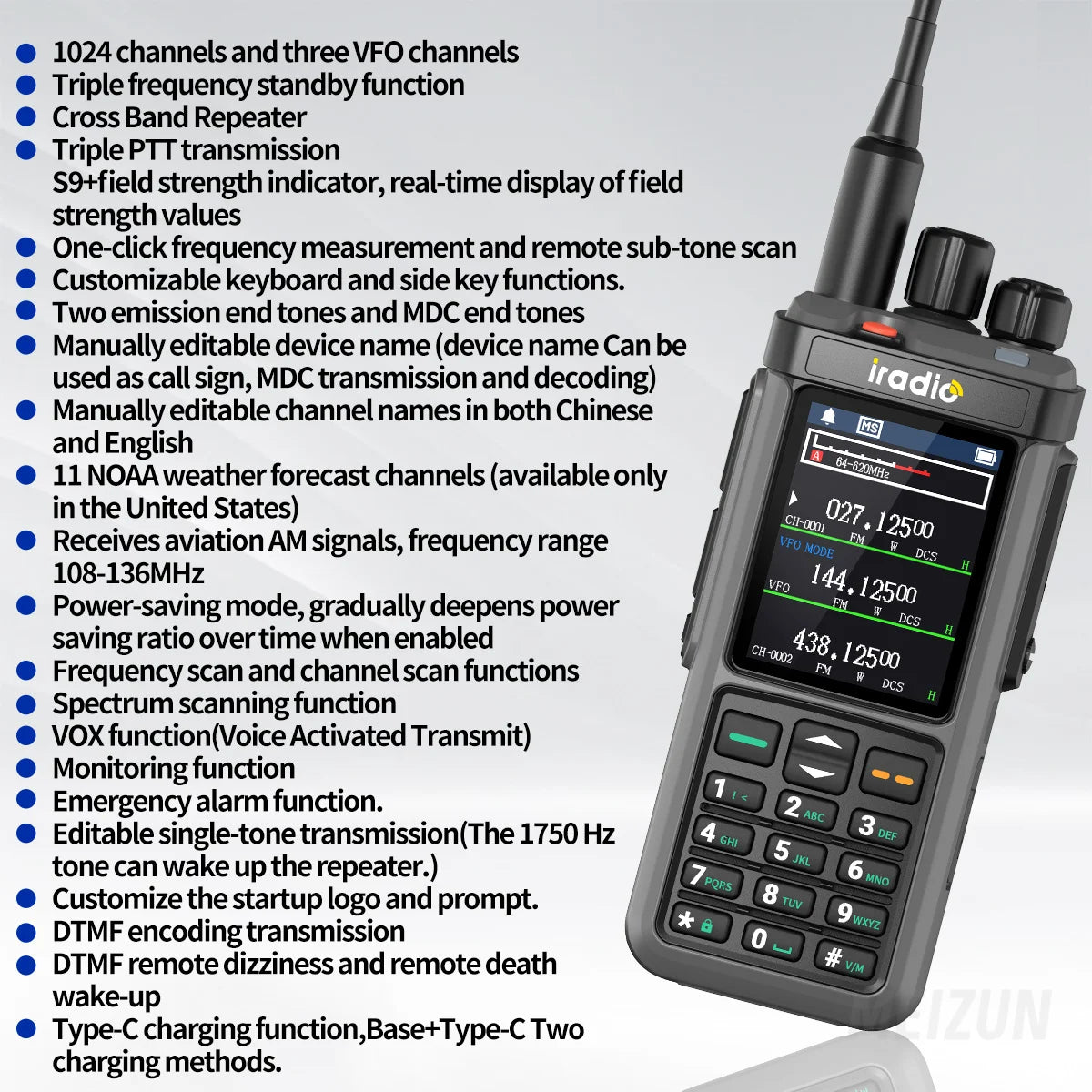 Iradio UV-98 PLUS Multi Band 10W FM AM SSB HF Cross Band Repeater 2.4"Large Screen Walkie Talkie Shortwave Ham Radio For RT-880