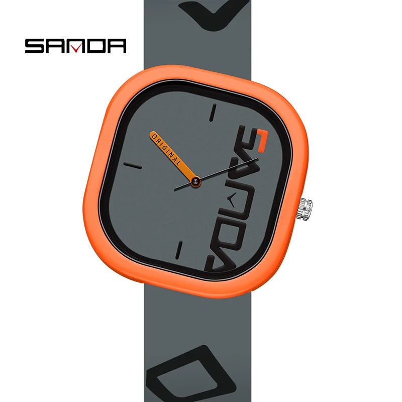 SANDA Hot Brand Fashion Sports Men's Quartz Watch Luxury Casual Waterproof Silicone Strap Men Clock Simple Design Men Wristwatch