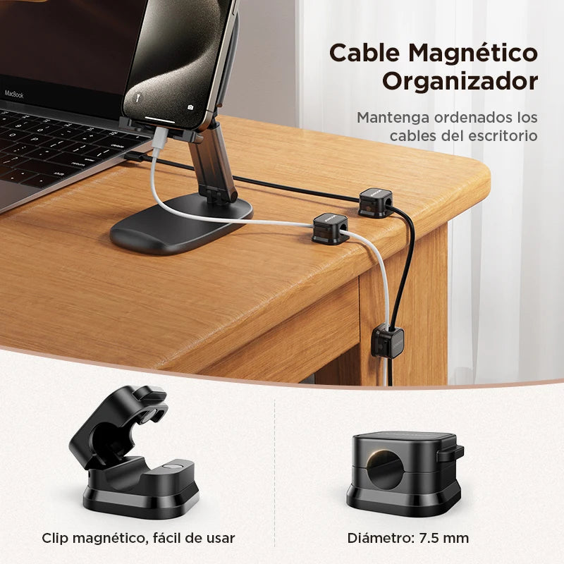 Joyroom Magnetic Cable Clips Cable Smooth Adjustable Cord Holder Cable Management Wire Keeper Under Desk Cable Organizer Holder