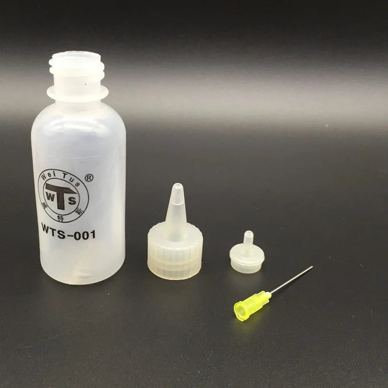 WTS-001 50ml Needle Tip Plastic Rosin Bottle Cleaning Liquid Flux Alcohol Oil Dispenser Plastic Hand Bottle Cleaner DIY Repair