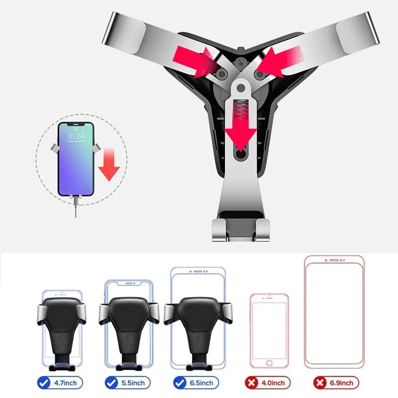 Gravity Car Holder For Phone in Car Air Vent Mount Clip Cell Holder No Magnetic Mobile Phone Stand For iPhone 13 Xiaomi Samsung