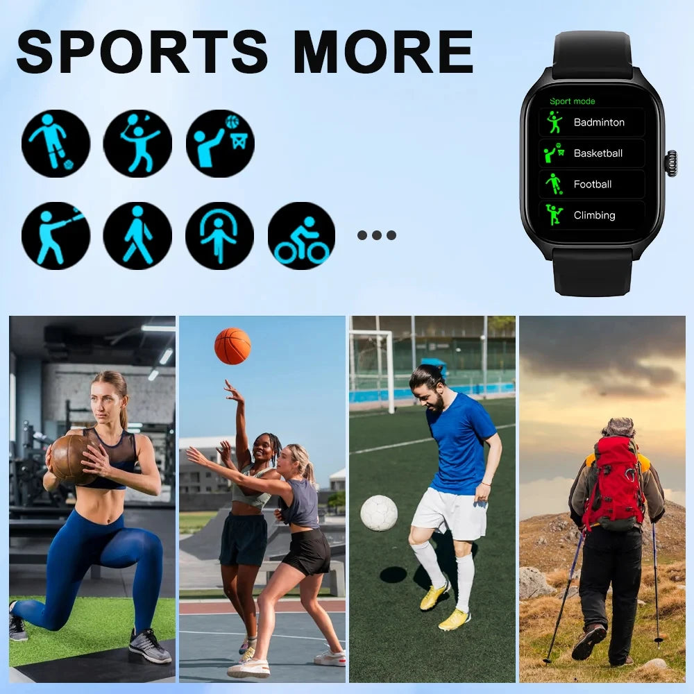Smart Watch 2026 Men Women Full Touch Screen Sport Fitness Smartwatch Bluetooth For Android IOS Passometer Information Display