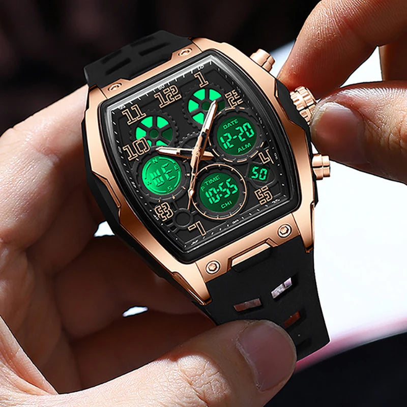 Men Dual Display Watches For Male Clock 2025 Top Brand Luxury Military Silicone Band Men Wrist Watches Sports Digital Wristwatch