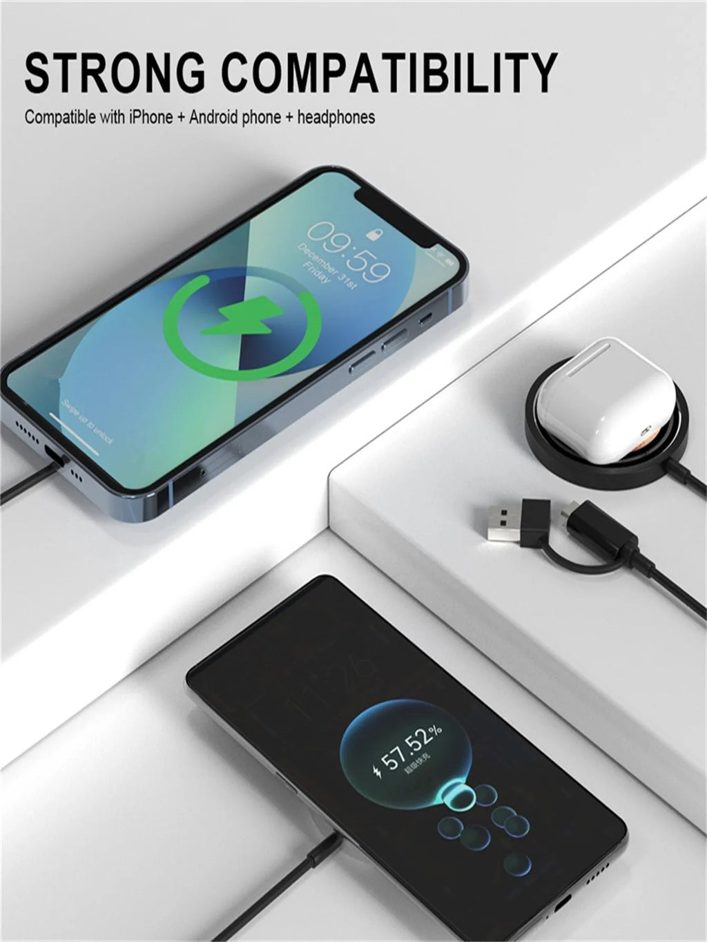 Magnetic Phone Wireless Charger Pad For Magsafe iPhone 16/16Pro Max 15 14 13 12 Samsung AiPods Pro 3 Fast Charging Station