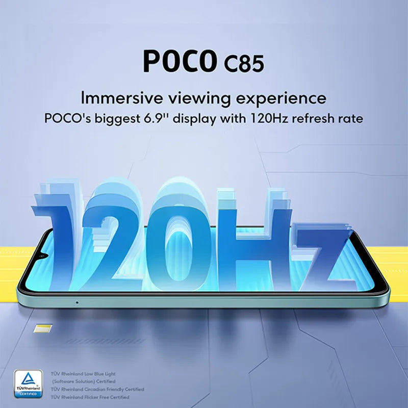 Newest POCO C85 Global Version Cellphone NFC 128/256GB MTK Helio G81 Ultra 6000mAh battery 6.9" display 50MP Camera