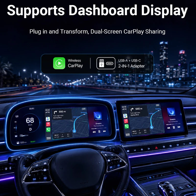 New Super Mini Carplay AI Box Wired to Wireless CarPlay&Android Auto 2in1 Box 5GHz WiFi5 for 99% Original Wired CarPlay/Auto Car