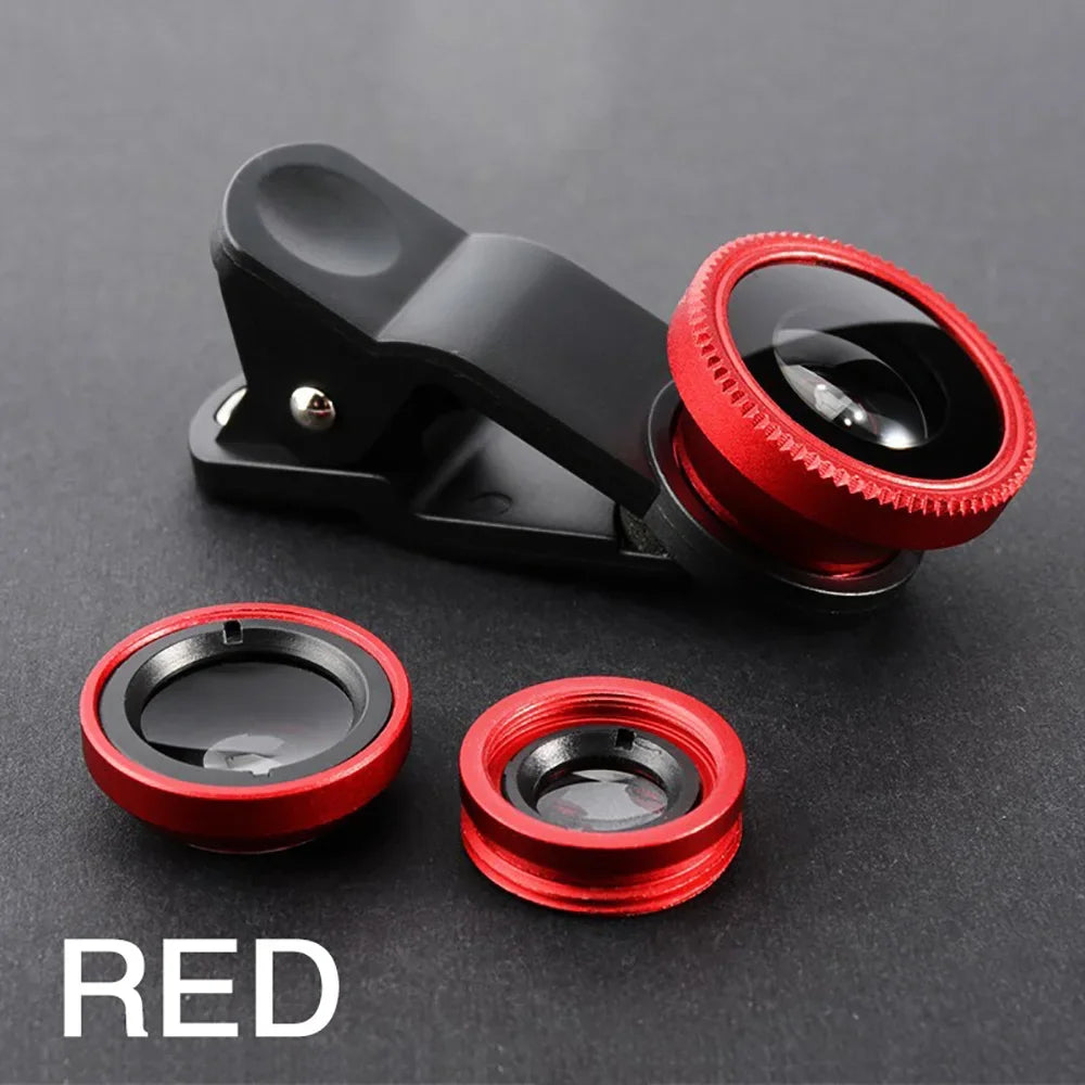 3In1 Mobile Phone Fish Eye Lens 0.67X Wide Angle Macro Lenses Camera Kits With Clip Universally Lens For iPhone 16 Xiaomi Huawei