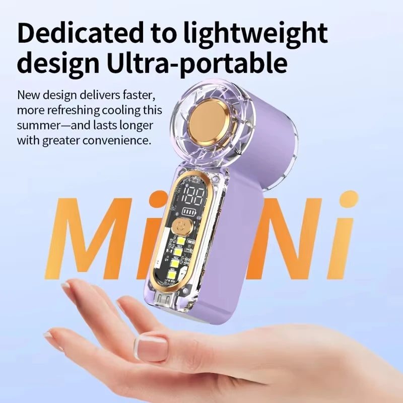 Lenovo USB Rechargeable Mini Handheld Fan Ultra-Quiet Digital Display Small Electric Fan Powerful Wind Personal Cooling Fan New
