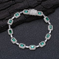 Round Square Green CZ Cluster Bead Link Chain Full Iced Out Bling Emerald Diamond Tennis Necklace For Valentine's Day Gift