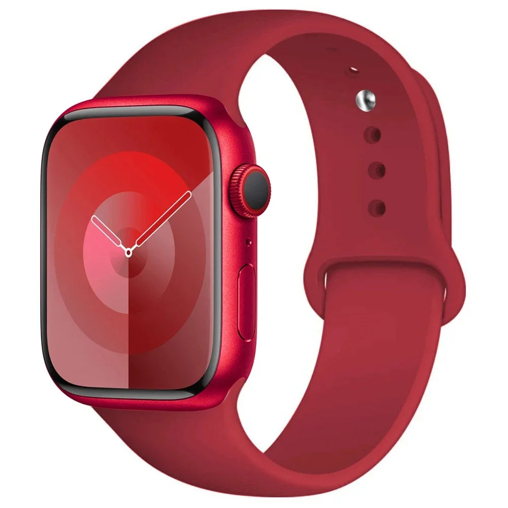 Silicone Band For Apple Watch strap 44mm 45mm 40mm 41mm 42-46mm 49mm sport bracelet iwatch series 11-10-9-8 7 6 5 4 SE-Ultra 2/3