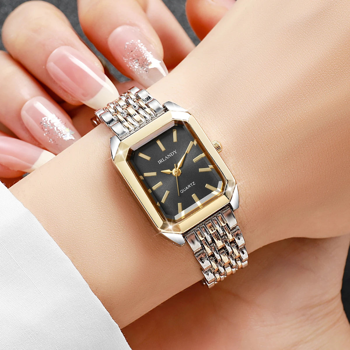 Fashion Rectangle Women Watches Steel Strap Ladies Quartz Wrist Watch Reloj Mujer Girls Clock Gift(Without Box)