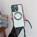 Plating Clear Magnetic For Magsafe Wireless Charging Cases For iPhone 17 Pro Max 16 15 14 12 13 Crossbody Lanyard Necklace Cover