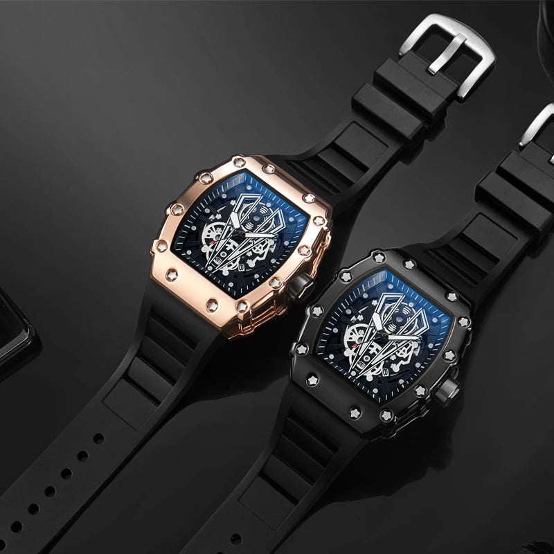 WLISTH Men Skeleton Dial Sport Watches Men Fashion Style Top Brand Luxury Silica Gel Strap Waterproof Quartz Watch Montre Homme
