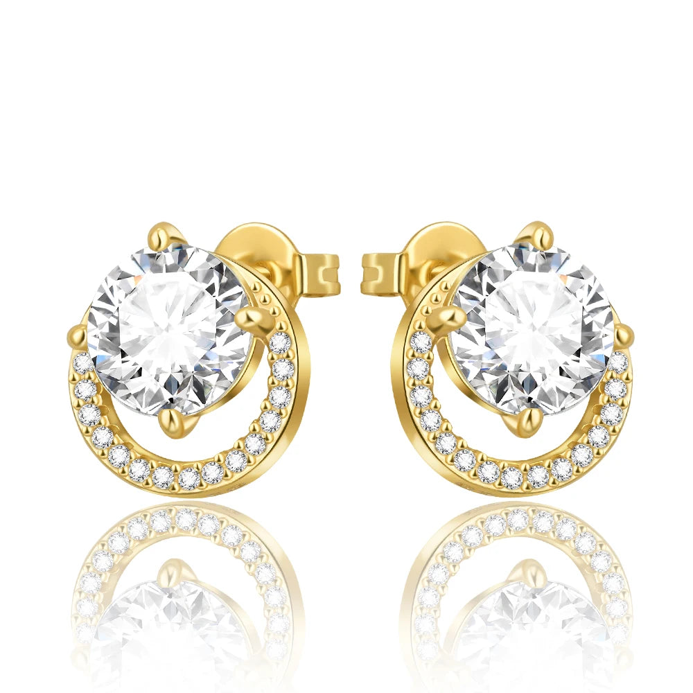 925 Sterling Silver 2026 New Earrings Sparkling Zircon Studs, 3 Color Gold/Rose Gold/Silver Fashion Accessory For Daily Use