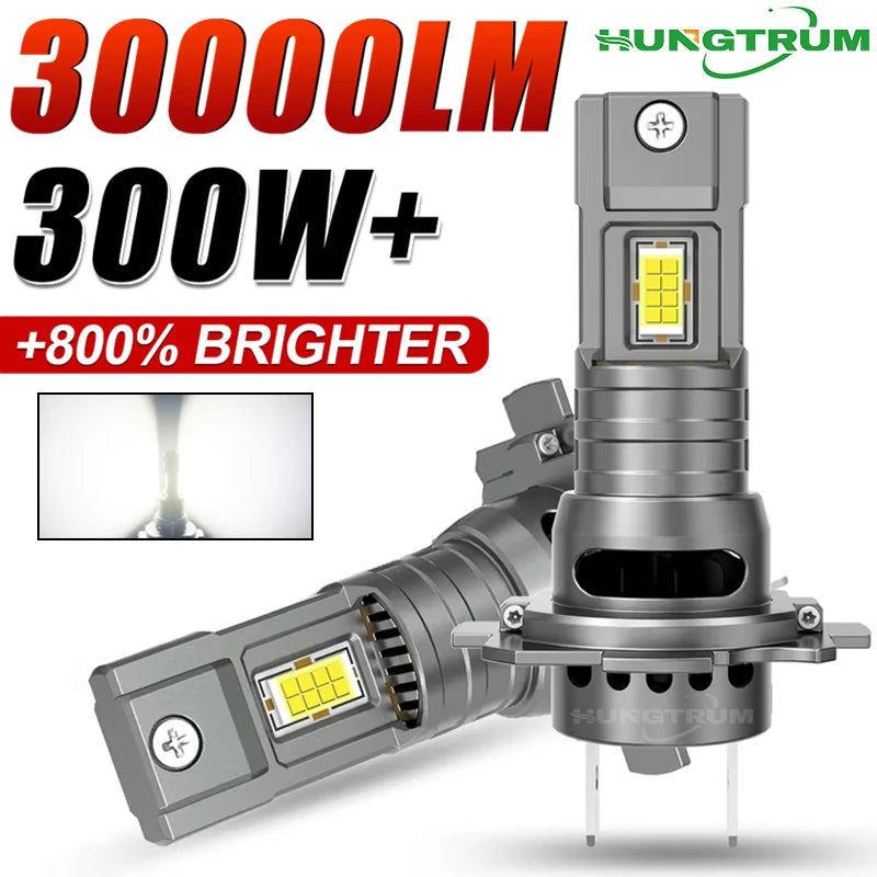 H7 LED Headlight CANBUS 30000LM 7035 CSP Chips 1:1 MINI Size Plug and Play Auto Lamp 6000K Wireless Turbo Fog Light With Fan 12V