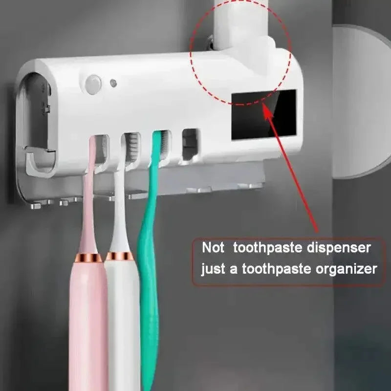 Automatic Toothbrush Holder Wall Mounted Solar UV Light Ultraviolet Toothbrush Sterilizer Toothpaste Holders Bathroom Accessory