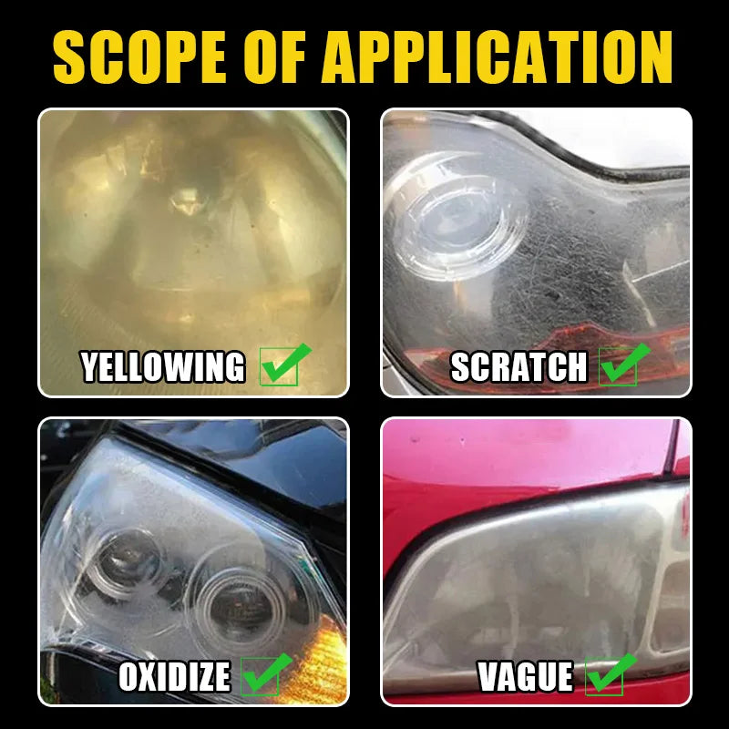 Car Headlight Restoration Polishing Kits Headlamp Scratch Remover Repair Cleaning Paste Remove Oxidation Headlight Polish Liquid