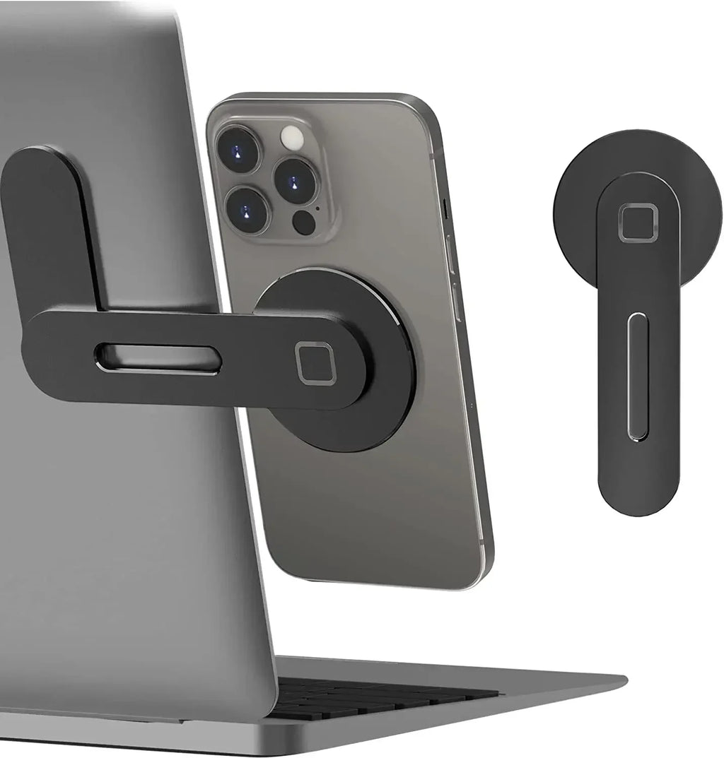 2025 Magnetic Laptop Phone Holder Computer Monitor Side Cell Phone Slim& Foldable For iPhone 14 13 12 Series Case and All Phone