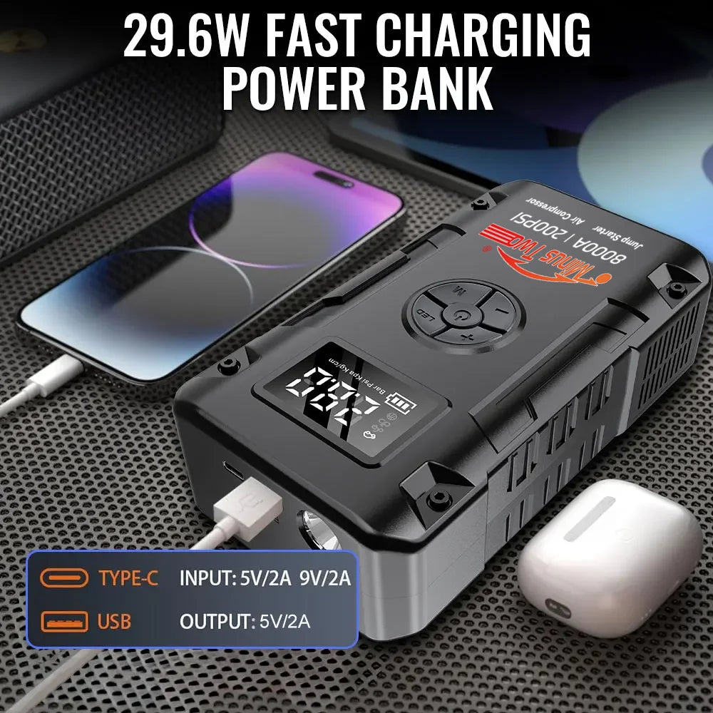 Wireless Peak Car Jump Starter, Portable Emergency Booster & Car Power Supply, All-in-One Backup Power for Vehicle SUV Truck