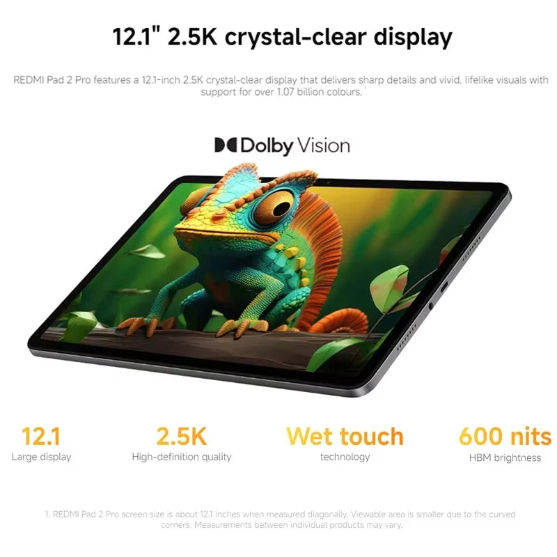 Xiaomi Redmi Pad 2 Pro Global Version 12.1" 2.5K crystal-clear display 12000mAh 33W fast charging Snapdragon 7s Gen 4
