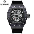 BINBOND Brand Men Watch Domineering Barrel Watch Curved Mirror Hollow Surface Sports Men Watch Silicone Quartz Wristwatch B8577