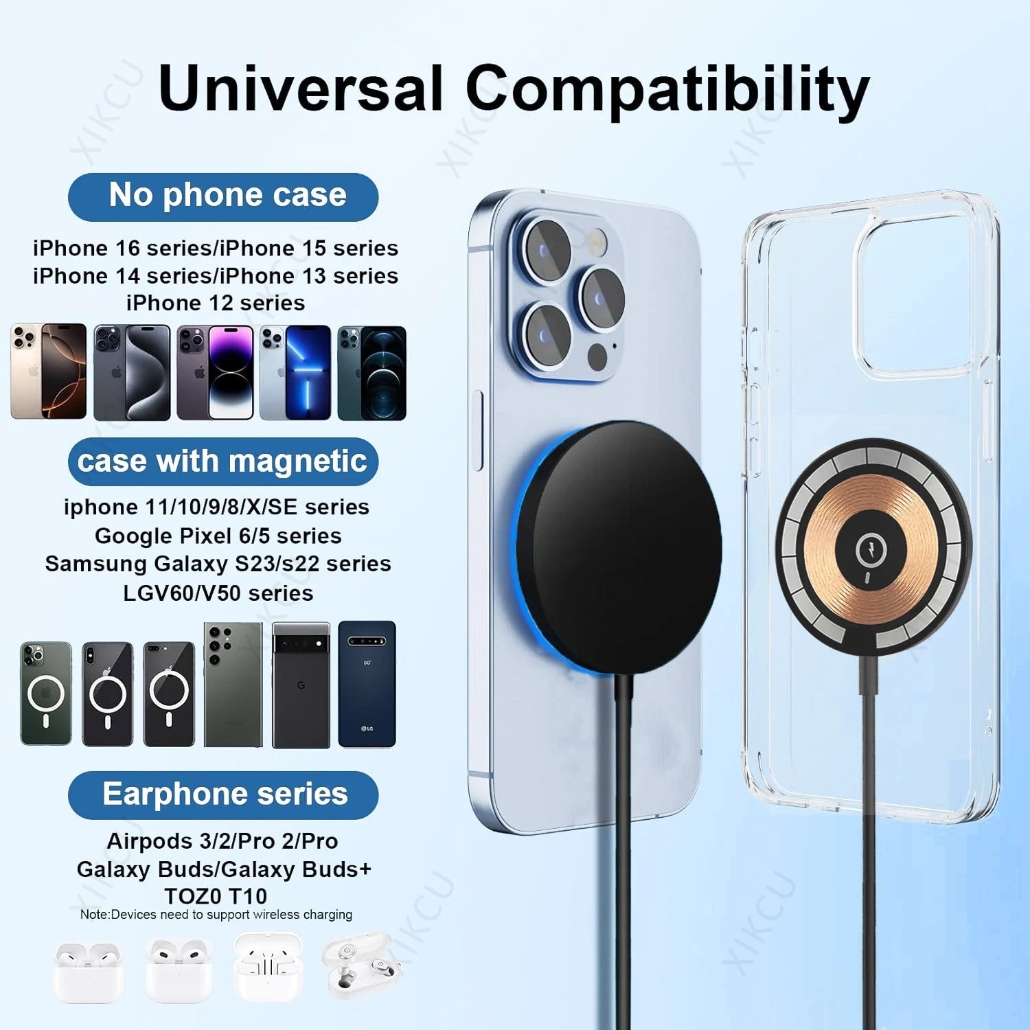 15W Magnetic Phone Wireless Charger Pad For Magsafe iPhone 16/16Pro Max 15 14 13 12 Samsung AiPods Pro 3 Fast Charging Station