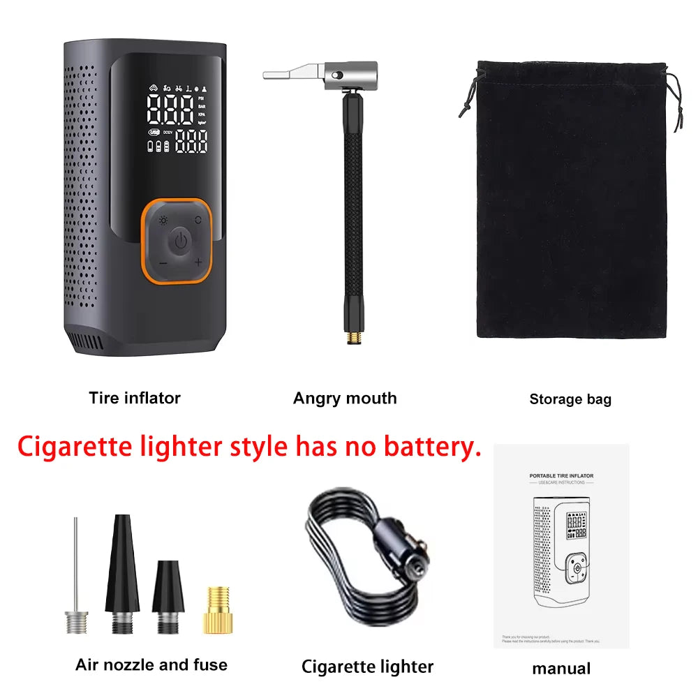 YIJU Portable Tire Inflator Rechargeable Electric Inflator For Car Bicycle Digital Air Compressor Football Ball Inflator Pump
