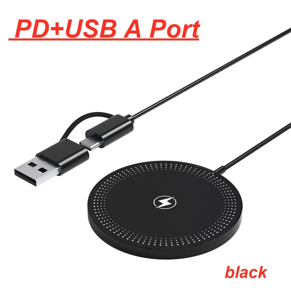 VIKEFON Magnetic Wireless Charger Pad USB Type C PD For Magsafe iPhone 17 16 15 14 13 12 Pro Max Fast Charging Dock Chargers