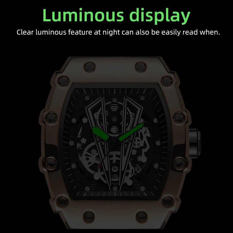WLISTH Men Skeleton Dial Sport Watches Men Fashion Style Top Brand Luxury Silica Gel Strap Waterproof Quartz Watch Montre Homme