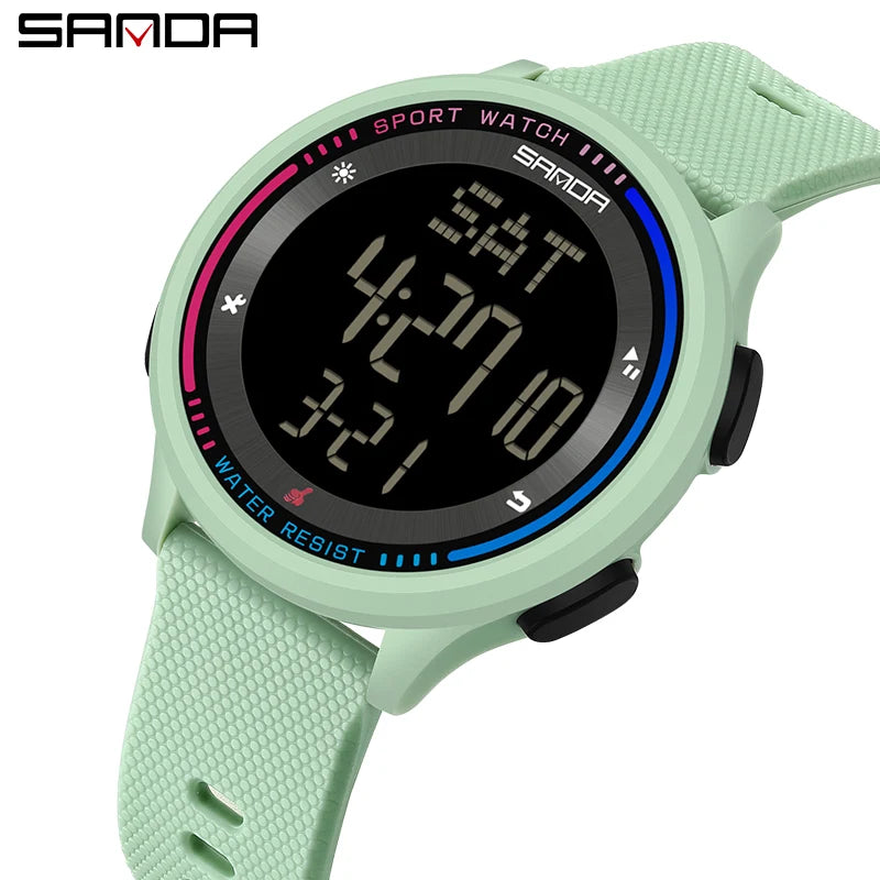 SANDA Men's Watch Multiple Functions Outdoor Sports Stopwatch Waterproof Digital Movement LED Men Wrist Electronic Alarm Watches