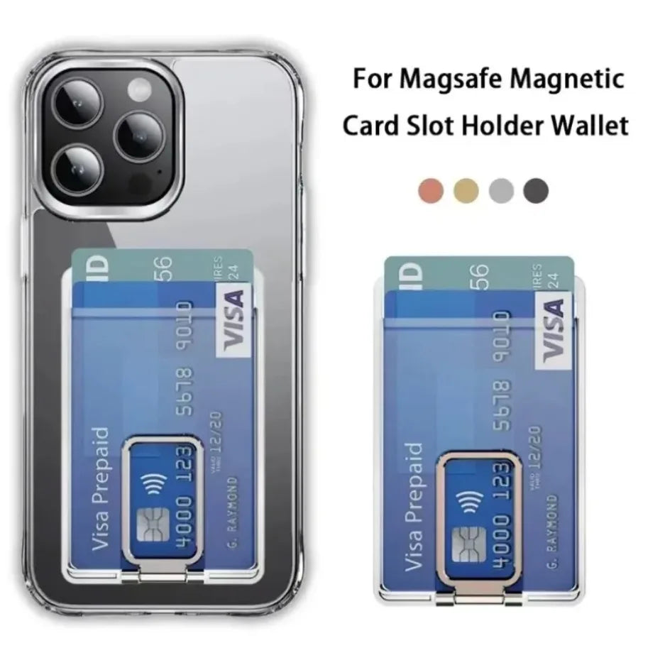 Magnetic Phone Card Holder 2 In 1 Magnetic Card Stand Bank Card Storage For Magsafe iPhone 17 16 15 14 13 Safe Phone Shell Mount