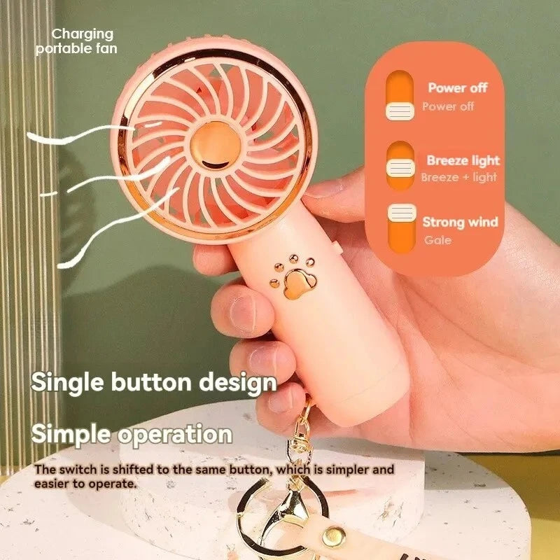2025 Summer New Mini Mini Fan Cute Cartoon Portable Charging USB Handheld Fan Student Outdoor Fan  bladeless fan ceiling fan