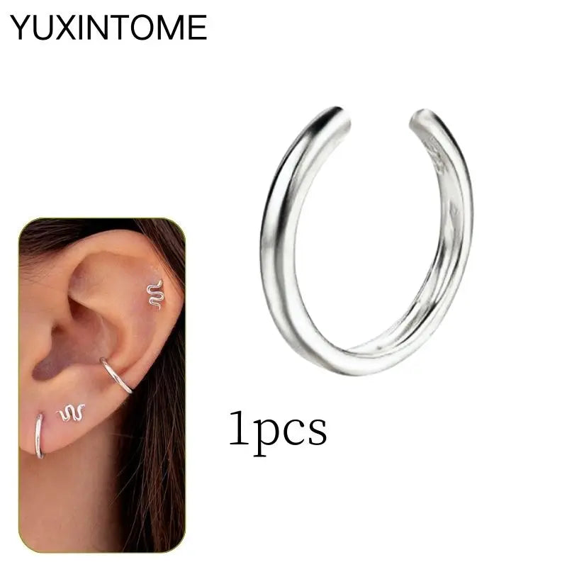 1PC Punk Ear Cuff Plated 24K Gold/925 Silver Conch Clip Earrings For Women Climbers No Piercing Fake Cartilage Earrings