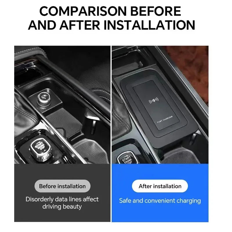 Car wireless charger phone charger charging holder for Volvo XC90 S90 V90 XC60 S60 V60 C60 2018-2021 accessories