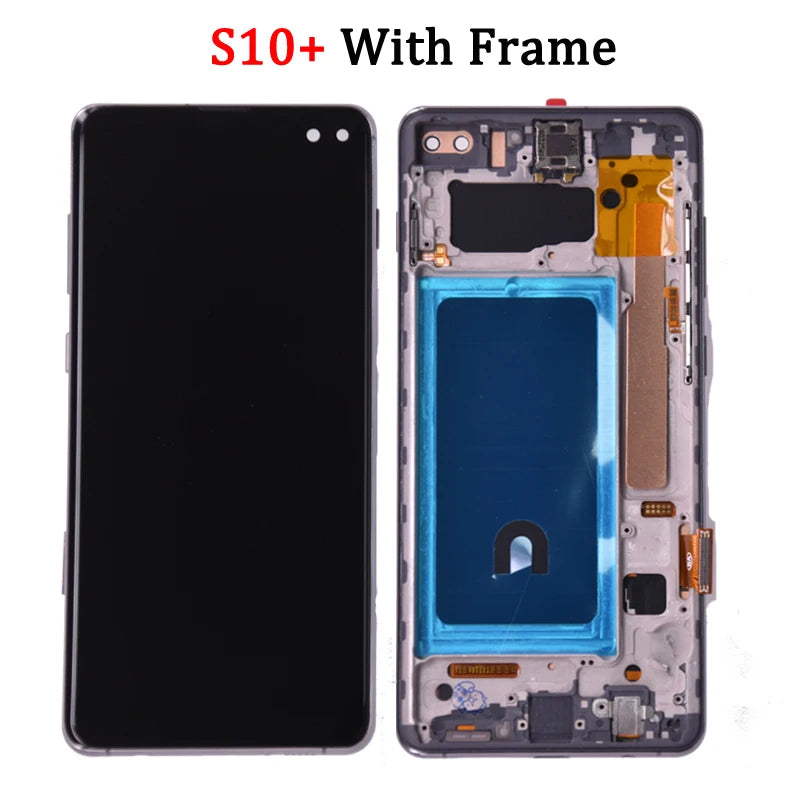 For Samsung S10 Plus S10+ G975 G975F Lcd Display Digital Touch Screen  with Frame for Samsung S10 G973 LCD Display Assembly