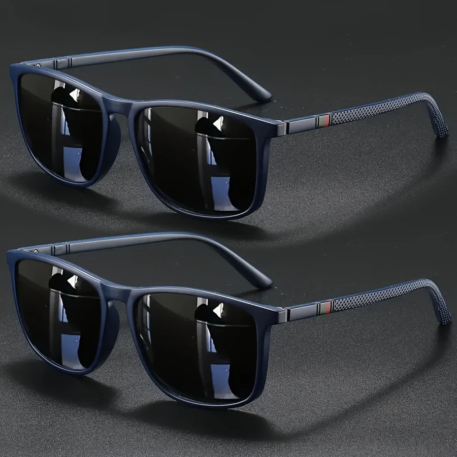 2pcs Luxury Square Vintage Polarized Cycling Sunglasses Men Women Fashion Travel Driving Fishing Sun Glasses Male Eyewear UV400