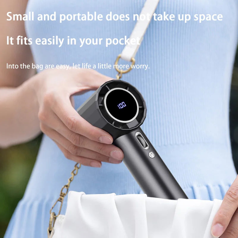 Lenovo Portable Refrigeration Fan Handheld Turbo Fan 100 Gears Adjustable USB Rechargeable Mini Personal Fan for Travel Camping