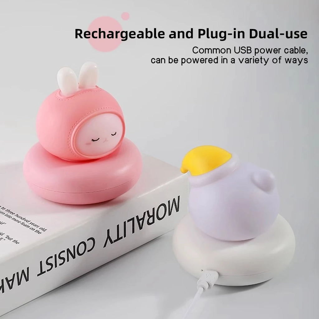 Cute Cartoon LED Night Light with Multi Level Dimming Touch Control Baby Bedside Lamp Essential for Nursery Room Decoration