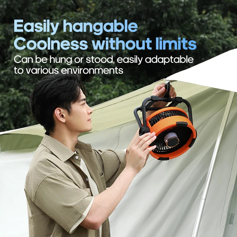 Portable 6 in 1 Outdoor Camping Fan 20000mAh Rechargeable Wireless Tent Ceiling Fan 4 Speed Adjustment LED Lighting Power Bank