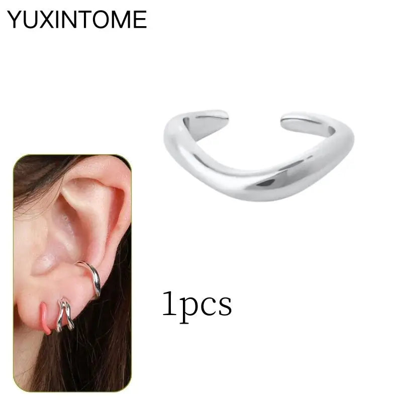 1PC Punk Ear Cuff Plated 24K Gold/925 Silver Conch Clip Earrings For Women Climbers No Piercing Fake Cartilage Earrings