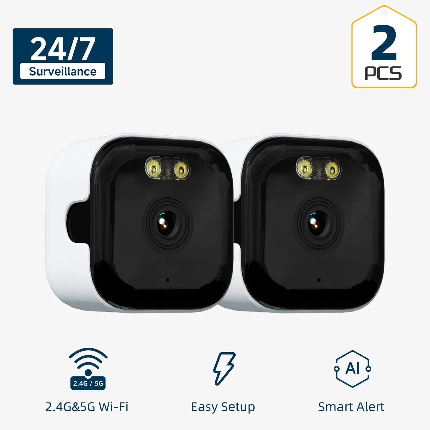 2PCS/1PCS HEIYOUCAM Window Camera-Replaces Outdoor Cameras | 2.4/5GHz Wi-Fi | 3MP HD | Full-Color Night Vision Thru Window