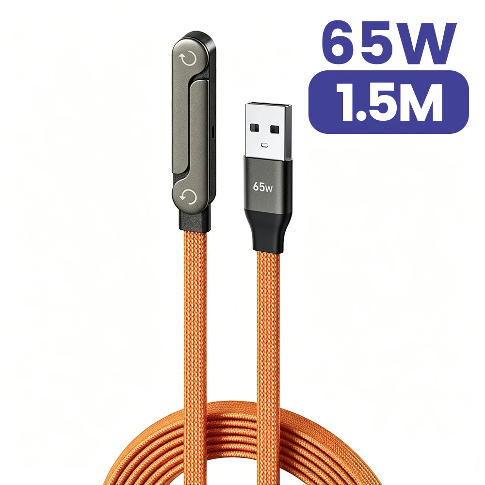 65W 2 in 1 USB A To USB C Fast Charging Foldable Phone Holder Data Cable USB Type C Builtin Desk Bracket Wire For Huawei Oneplus