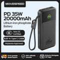 【CCC】MOVESPEED P20 Power Bank 20000mAh External Charger35W PD Fast charging Powerbank LFP Battery for iPhone Xiaomi Samsung