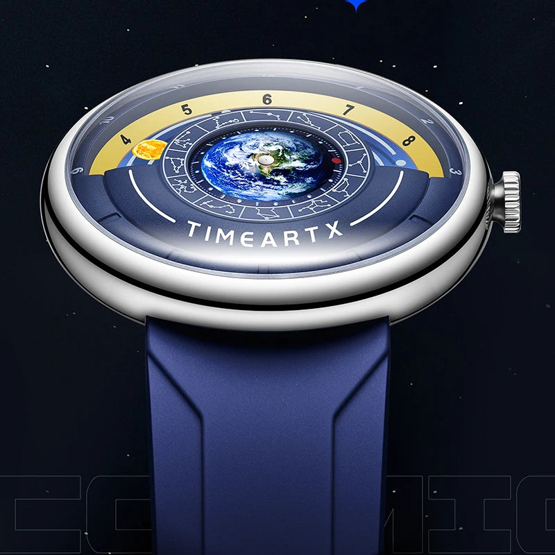 TIMEARTX 2026 New Men's Sports Watch Unique Earth Pointer Design Silicone Strap Waterproof High Quality Watch