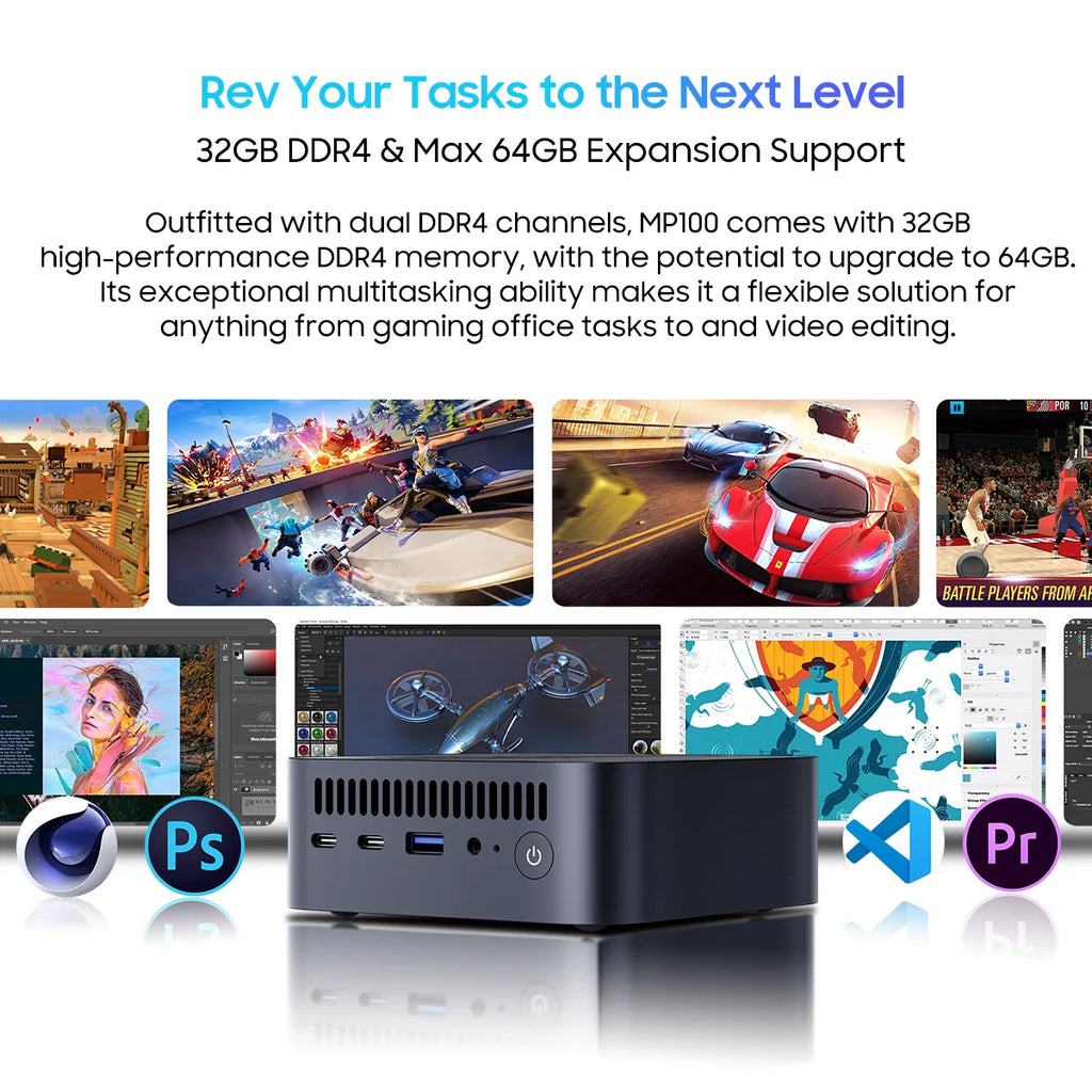【Brand+】Blackview MP100 NEW Mini PC AMD R7 5700U/5825U  Windows 11 8-Core 16-thread 16GB DDR4 512GB/1TB SSD WiFi 6 Mini