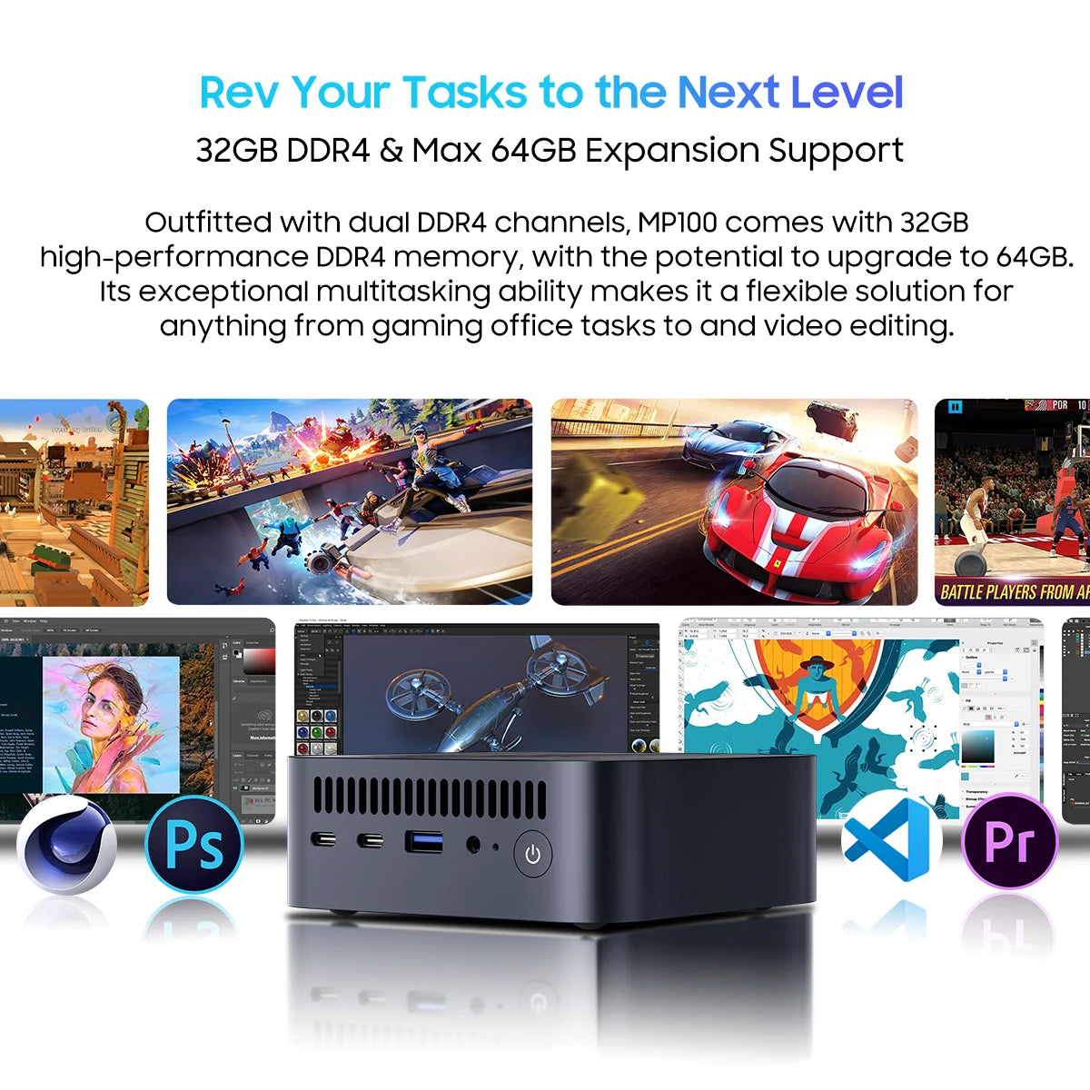 【Brand+】Blackview MP100 NEW Mini PC AMD R7 5700U/5825U  Windows 11 8-Core 16-thread 16GB DDR4 512GB/1TB SSD WiFi 6 Mini
